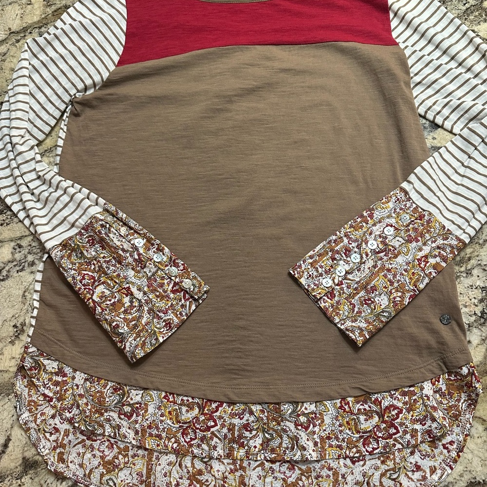 JAG Long Sleeve Top with Floral Accents